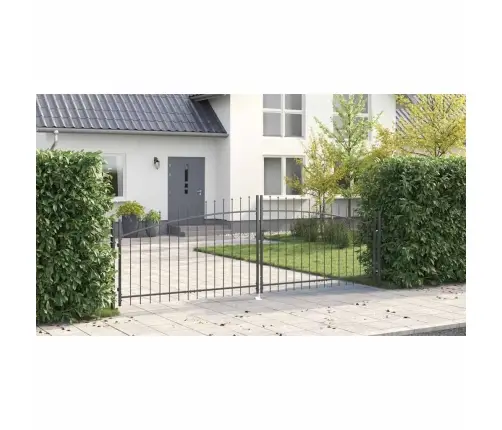 Dārza Vārti Ar Dziļa Vāka Divviru Dizainu Pelēki 4 X 1.25 M Tēraudā Vidaxl