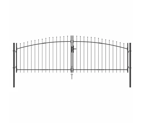 Dārza Vārti Ar Dziļa Vāka Divviru Dizainu Pelēki 4 X 1.25 M Tēraudā Vidaxl