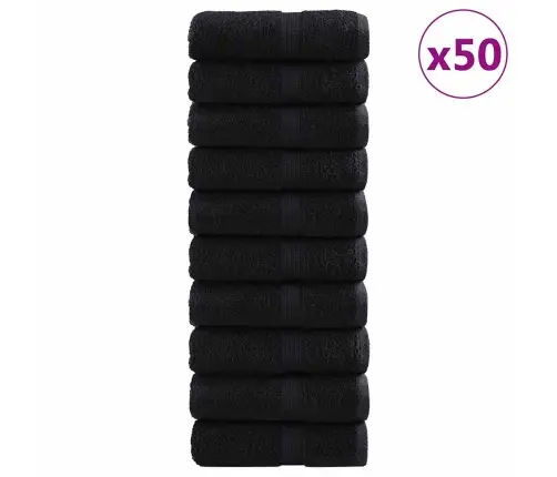 Viesu Dvieļi 50 Pcs Melna 30 X 50 Cm Kokvilna Vidaxl