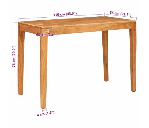 Valgomojo Stalas Ruda 110 X 55 X 76 Cm Kietos Akacijos Mediena