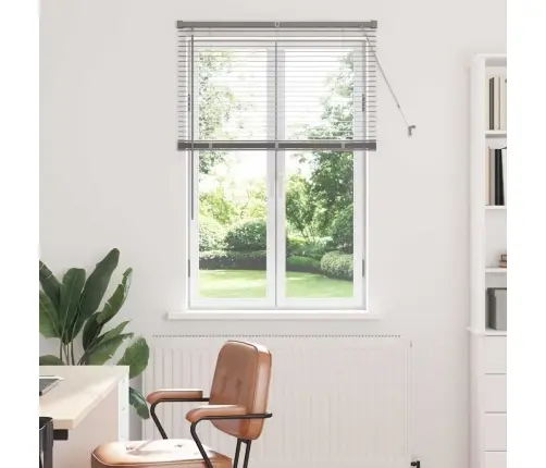 Logu Žalūzija Ar Aizkariem Sudraba 80 X 130 Cm Alumīnijs Vidaxl