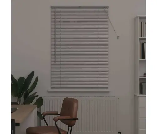 Logu Žalūzija Ar Aizkariem Sudraba 80 X 130 Cm Alumīnijs Vidaxl