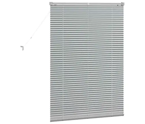 Logu Žalūzija Ar Aizkariem Sudraba 80 X 130 Cm Alumīnijs Vidaxl