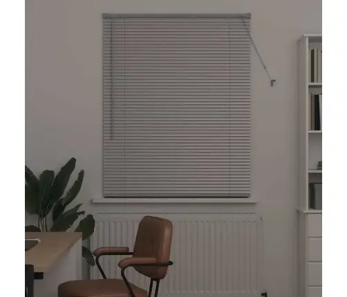 Logu Žalūzija Ar Aizkariem Sudraba 105 X 130 Cm Alumīnijs Vidaxl