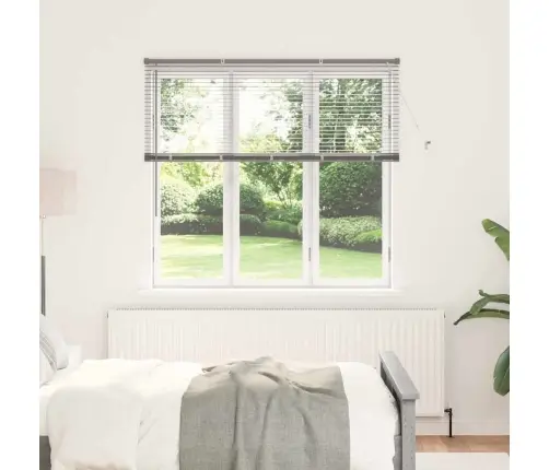 Logu Žalūzija Ar Aizkariem Sudraba 80 X 130 Cm Alumīnijs Vidaxl