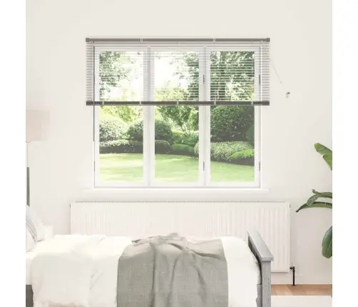 Logu Žalūzija Ar Aizkariem Sudraba 80 X 130 Cm Alumīnijs Vidaxl