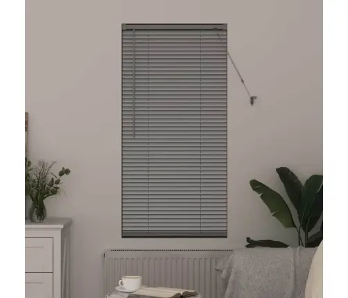 Logu Žalūzija Ar Aizkariem Sudraba 80 X 130 Cm Alumīnijs Vidaxl