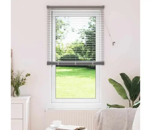 Logu Žalūzija Ar Aizkariem Sudraba 80 X 130 Cm Alumīnijs Vidaxl