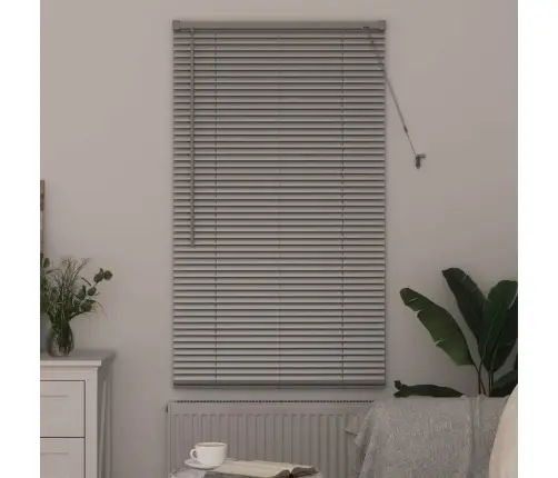 Logu Žalūzija Ar Aizkariem Sudraba 80 X 130 Cm Alumīnijs Vidaxl