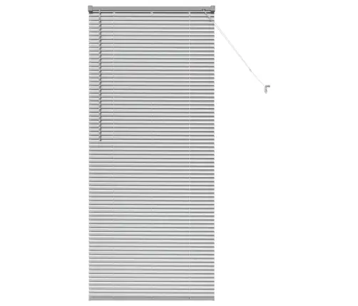 Logu Žalūzija Ar Aizkariem Sudraba 80 X 130 Cm Alumīnijs Vidaxl