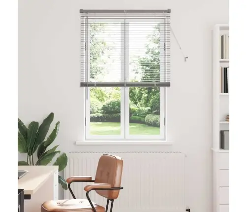 Logu Žalūzija Ar Aizkariem Sudraba 80 X 130 Cm Alumīnijs Vidaxl