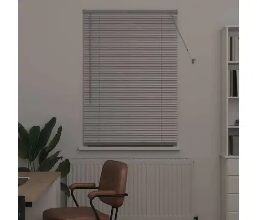 Logu Žalūzija Ar Aizkariem Sudraba 80 X 130 Cm Alumīnijs Vidaxl