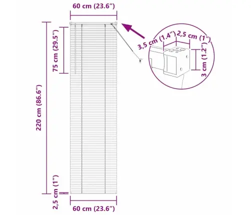 Logu Žalūzija Ar Aizkariem Cits Sudraba 60 X 220 Cm Alumīnijs Vidaxl