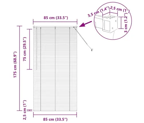 Logu Žalūzija Ar Aizkariem Cits Balta 85 X 175 Cm Alumīnijs Vidaxl