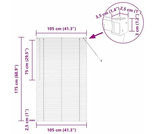 Logu Žalūzija Ar Aizkariem Cits Balta 105 X 175 Cm Alumīnijs Vidaxl
