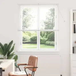 Logu Žalūzija Ar Aizkariem Balts Alumīnijs Vidaxl