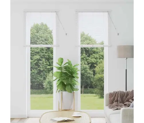 Langų Žaliuzė Su Užuolaidomis Balta Aliuminis