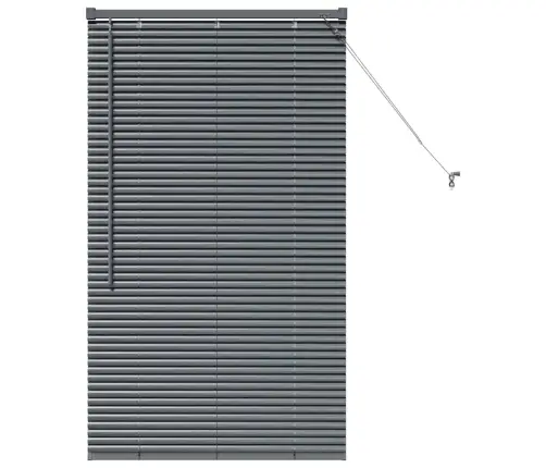 Logu Žalūzija Ar Aizkariem Cits Tumši Pelēka 80 X 130 Cm Alumīnijs Vidaxl