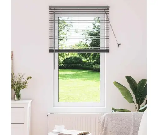 Logu Žalūzija Ar Aizkariem Cits Tumši Pelēka 80 X 130 Cm Alumīnijs Vidaxl