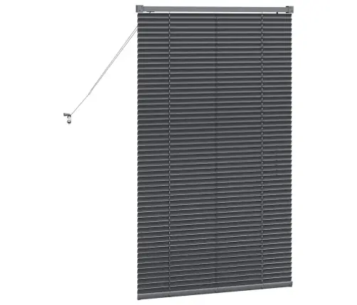 Logu Žalūzija Ar Aizkariem Cits Tumši Pelēka 80 X 130 Cm Alumīnijs Vidaxl