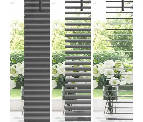Logu Žalūzija Ar Aizkariem Cits Tumši Pelēka 80 X 130 Cm Alumīnijs Vidaxl