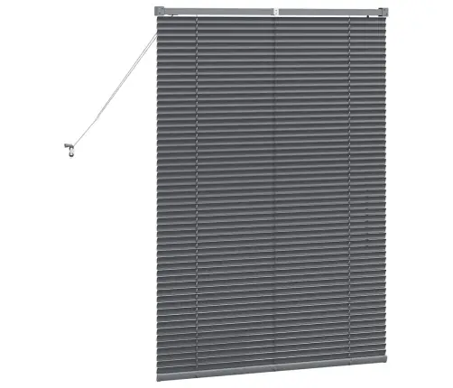 Logu Žalūzija Ar Aizkariem Cits Tumši Pelēka 80 X 130 Cm Alumīnijs Vidaxl