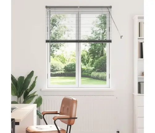 Langų Žaliuzė Su Užuolaidomis Tamsiai Pilka Aliuminis