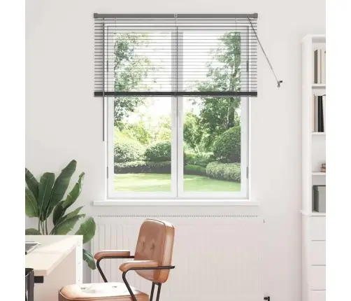 Langų Žaliuzė Su Užuolaidomis Tamsiai Pilka Aliuminis