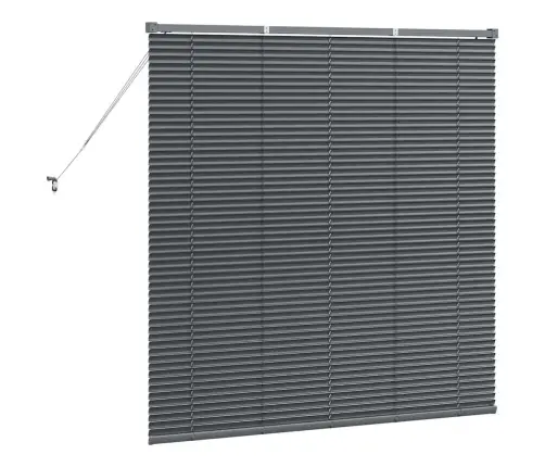 Logu Žalūzija Ar Aizkariem Cits Tumši Pelēka 80 X 130 Cm Alumīnijs Vidaxl