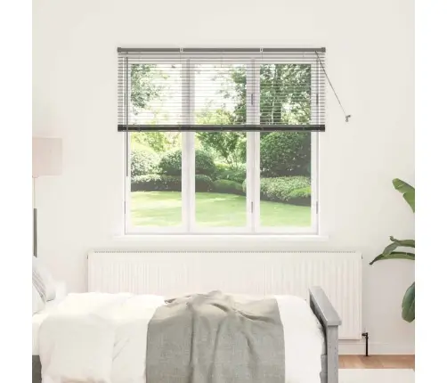 Logu Žalūzija Ar Aizkariem Cits Tumši Pelēka 80 X 130 Cm Alumīnijs Vidaxl