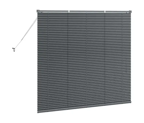 Logu Žalūzija Ar Aizkariem Cits Tumši Pelēka 80 X 130 Cm Alumīnijs Vidaxl