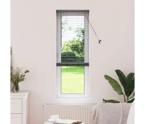 Logu Žalūzija Ar Aizkariem Cits Tumši Pelēka 80 X 130 Cm Alumīnijs Vidaxl