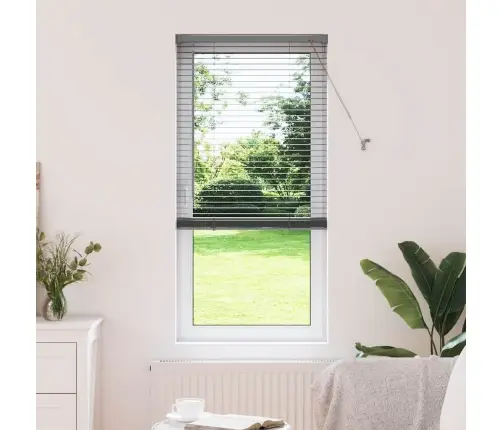 Logu Žalūzija Ar Aizkariem Cits Tumši Pelēka 80 X 130 Cm Alumīnijs Vidaxl