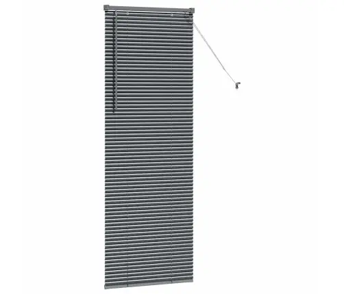 Logu Žalūzija Ar Aizkariem Cits Tumši Pelēka 80 X 130 Cm Alumīnijs Vidaxl