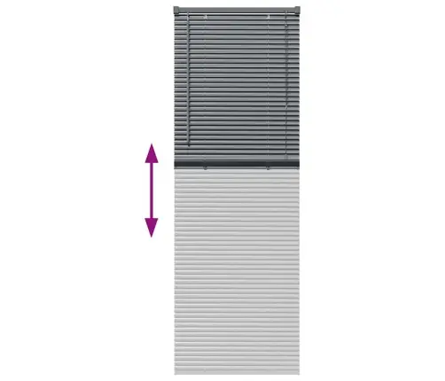 Logu Žalūzija Ar Aizkariem Cits Tumši Pelēka 80 X 130 Cm Alumīnijs Vidaxl