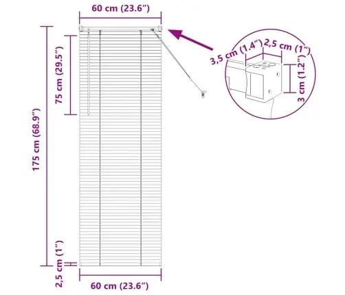 Logu Žalūzija Ar Aizkariem Cits Tumši Pelēka 80 X 130 Cm Alumīnijs Vidaxl