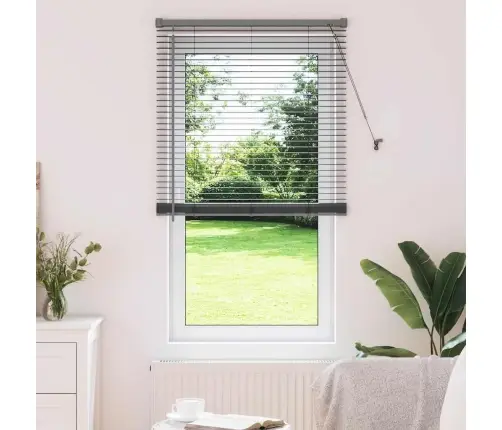 Logu Žalūzija Ar Aizkariem Cits Tumši Pelēka 80 X 175 Cm Alumīnijs Vidaxl