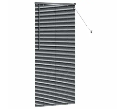 Logu Žalūzija Ar Aizkariem Cits Tumši Pelēka 80 X 175 Cm Alumīnijs Vidaxl