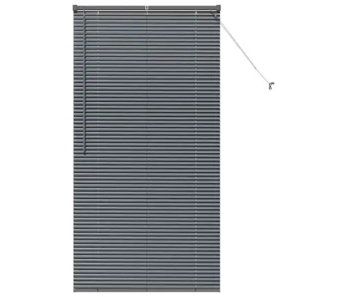 Logu Žalūzija Ar Aizkariem Cits Tumši Pelēka 80 X 130 Cm Alumīnijs Vidaxl