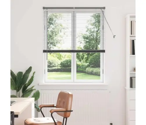 Logu Žalūzija Ar Aizkariem Cits Tumši Pelēka 100 X 175 Cm Alumīnijs Vidaxl