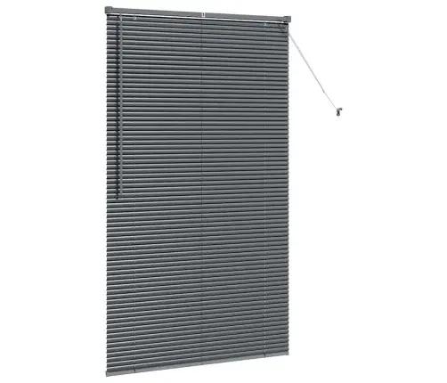 Logu Žalūzija Ar Aizkariem Cits Tumši Pelēka 100 X 175 Cm Alumīnijs Vidaxl