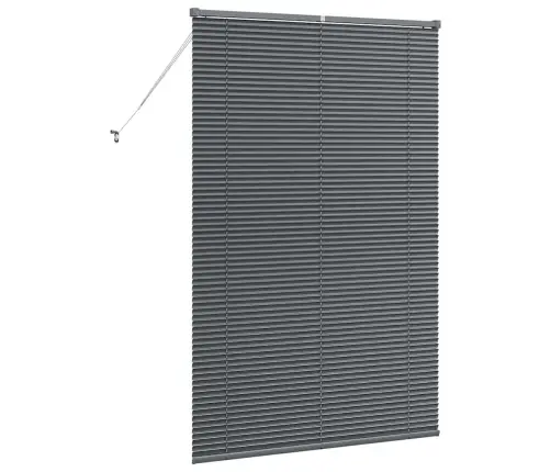 Logu Žalūzija Ar Aizkariem Cits Tumši Pelēka 80 X 130 Cm Alumīnijs Vidaxl