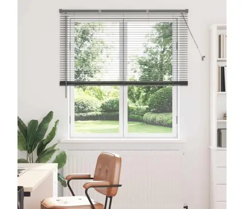 Logu Žalūzija Ar Aizkariem Cits Tumši Pelēka 135 X 175 Cm Alumīnijs Vidaxl