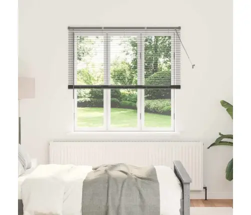 Logu Žalūzija Ar Aizkariem Cits Tumši Pelēka 140 X 175 Cm Alumīnijs Vidaxl