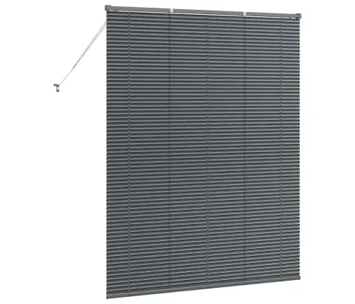 Logu Žalūzija Ar Aizkariem Cits Tumši Pelēka 140 X 175 Cm Alumīnijs Vidaxl