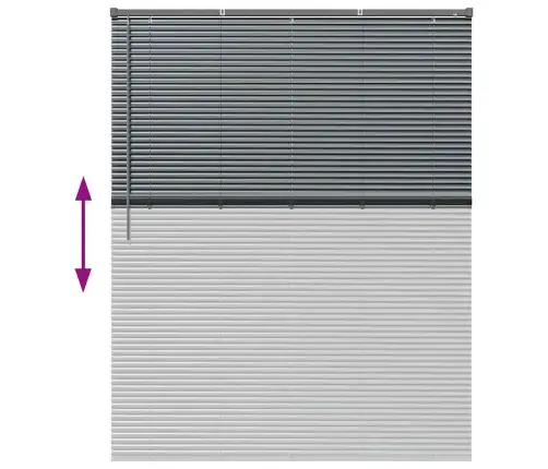 Logu Žalūzija Ar Aizkariem Cits Tumši Pelēka 140 X 175 Cm Alumīnijs Vidaxl