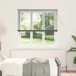 Langų Žaliuzė Su Užuolaidomis Tamsiai Pilka Aliuminis