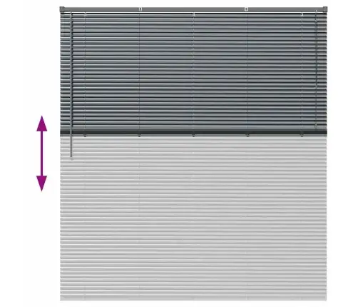 Logu Žalūzija Ar Aizkariem Cits Tumši Pelēka 80 X 130 Cm Alumīnijs Vidaxl