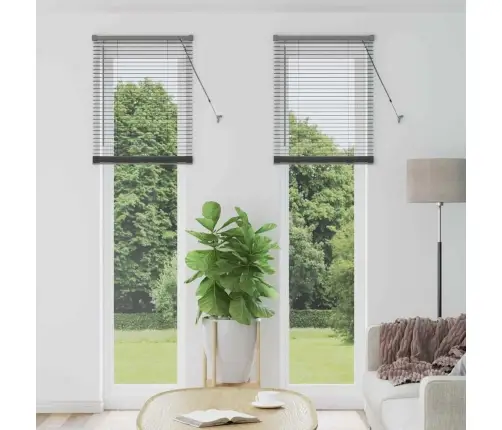 Logu Žalūzija Ar Aizkariem Cits Tumši Pelēka 80 X 130 Cm Alumīnijs Vidaxl