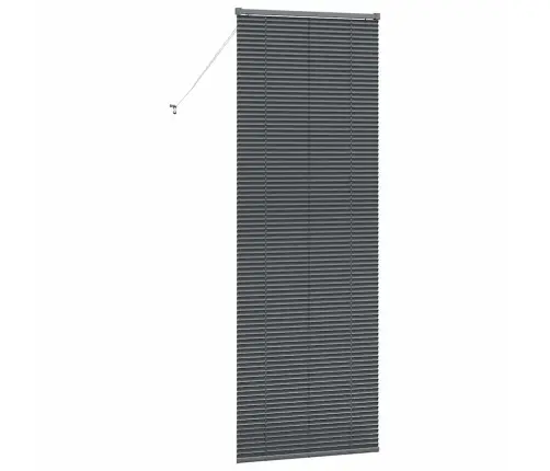 Logu Žalūzija Ar Aizkariem Cits Tumši Pelēka 80 X 130 Cm Alumīnijs Vidaxl